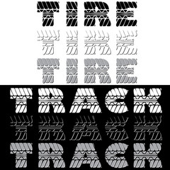 Tire track black and white text