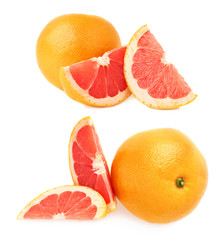 Served grapefruit composition isolated over the white background