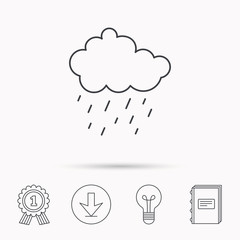 Rain icon. Water drops and cloud sign.