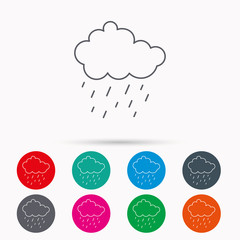 Rain icon. Water drops and cloud sign.