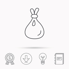 Burlap sack icon. Textile bag sign.