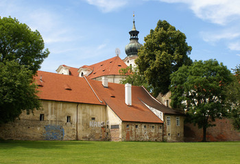 Obraz premium Břevnov Monastery (Břevnovský klášter) is a Benedictine archabbey in the Břevnov district of Prague, Czech Republic