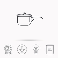 Saucepan icon. Cooking pot or pan sign.