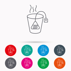 Tea bag icon. Natural hot drink sign.