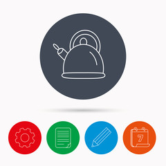 Fototapeta premium Teapot icon. Kitchen kettle sign.