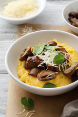 polenta with fried mushrooms