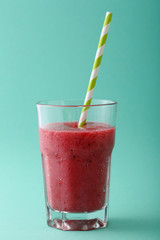 fresh fruits smoothie in glass