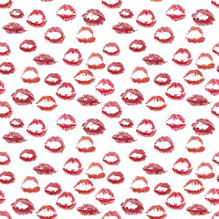seamless pattern - pink and burgundy lip prints