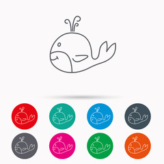 Whale icon. Largest mammal animal sign.