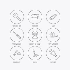 Fototapeta premium Wrench key, screwdriver and paint brush icons.