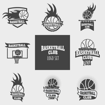 Vector set of basketball logos, labels, badges and signs