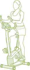 Illustration of girl using fitness equipment, clean line art for web and print design appealing for sport theme.