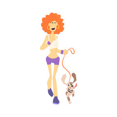 Woman Jogging With Dog