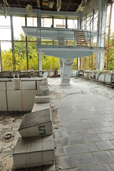 abandoned swimming pool in the town of Pripyat