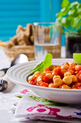 Chickpeas cooked with  sauce