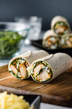 Tandoori chicken wrap with tzatziki