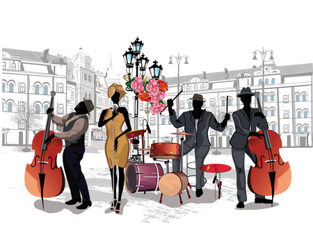 Series of the streets with musicians in the old city.