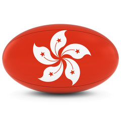 Hong Kong Rugby - Hong Kongese Flag on Rugby Ball on White