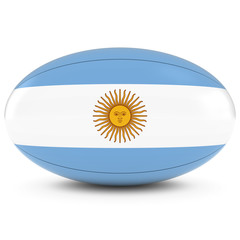 Argentina Rugby - Argentinian Flag on Rugby Ball on White