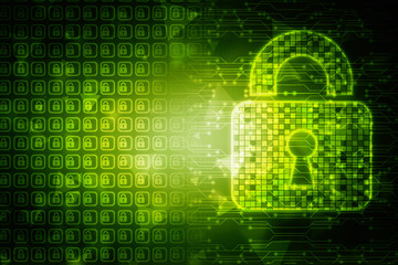 Security concept: Lock on digital screen, contrast, 3d render