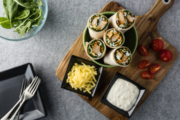Tandoori chicken wrap with tzatziki