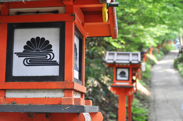 lanterns lead us to the summit of Mt.Kongo in Osaka, Japan