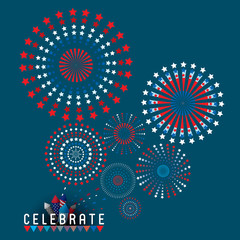 Fototapeta na wymiar Vector illustration of Colorful fireworks. Celebrate theme.