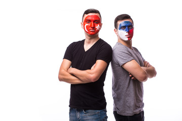 Czech Republic vs Turkey before game on white background. European  football fans concept.