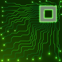 Cpu. Microprocessor. Microchip. Circuit board, vector illustration, eps 10