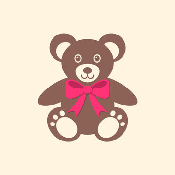 Cute teddy bear with red bow