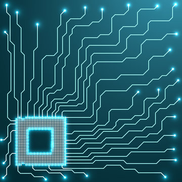 Cpu. Microprocessor. Microchip. Circuit board, vector illustration, eps 10