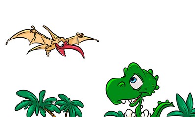 Dinosaur pterodactyl animal cartoon illustration  © efengai