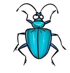 Beetle blue insect cartoon illustration