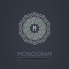 Elegant linear abstract monogram, logo design template.