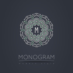 Elegant linear abstract monogram, logo design template.