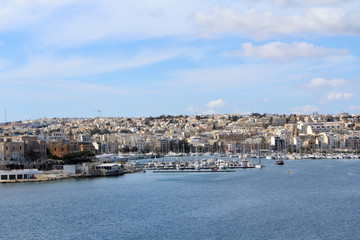 Obraz premium Harbor, Sliema, Promenade, Mediterranean Sea, Republic of Malta 