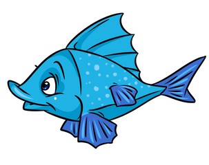 Fish blue cartoon illustration isolated animal character