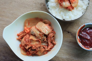 kimchi and steamed rice