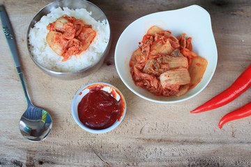 kimchi and steamed rice