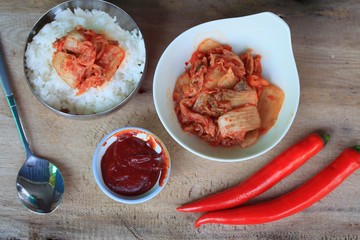 kimchi and steamed rice