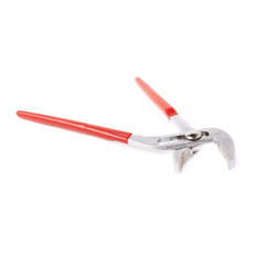 Metal plumber wrench over white isolated background