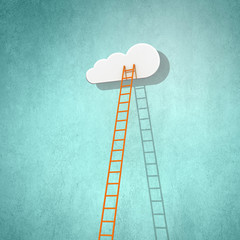 Ladder to cloud in sky