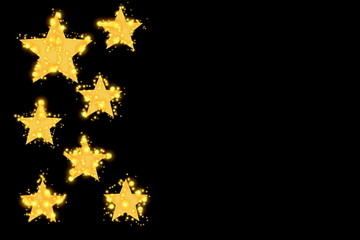 black background with seven sparkling stars