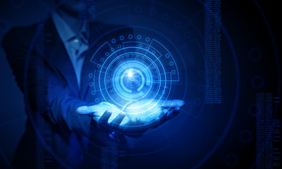 Woman presenting modern technologies