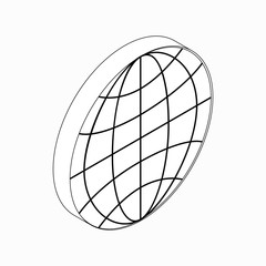 Earth globe emblem icon, isometric 3d style