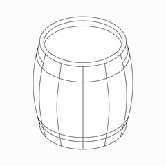 Wooden barrel icon, isometric 3d style