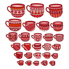 set of caps in doodle style