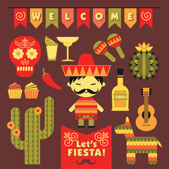 Vector set with traditional Mexican symbols.