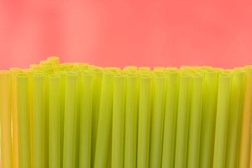 Green Straw with Pink background