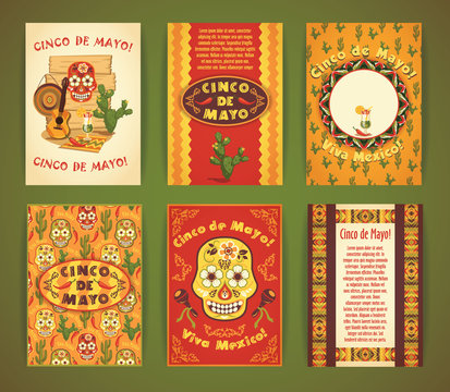 Cinco de Mayo. Big set of vector templates with traditional Mexi